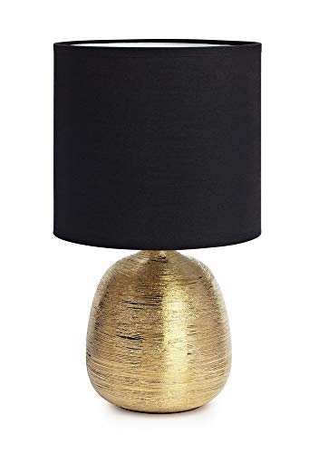 OSCAR Golden Tischlampe von Markslöjd - Keramiklampensockel mit goldener Farbe und schwarzem Textilschirm für ein luxuriöses Gefühl - E27 60W von Markslojd