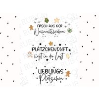 Rub-On Sticker Randlos „Weihnachtsbäckerei" Glänzend Und Leicht Erhaben A6 von Markuskreativ