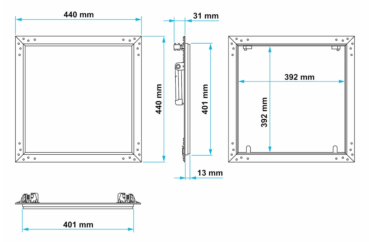 Revisionsklappe spachtelfrei, Schnappverschluss 400x400 mm von Marley