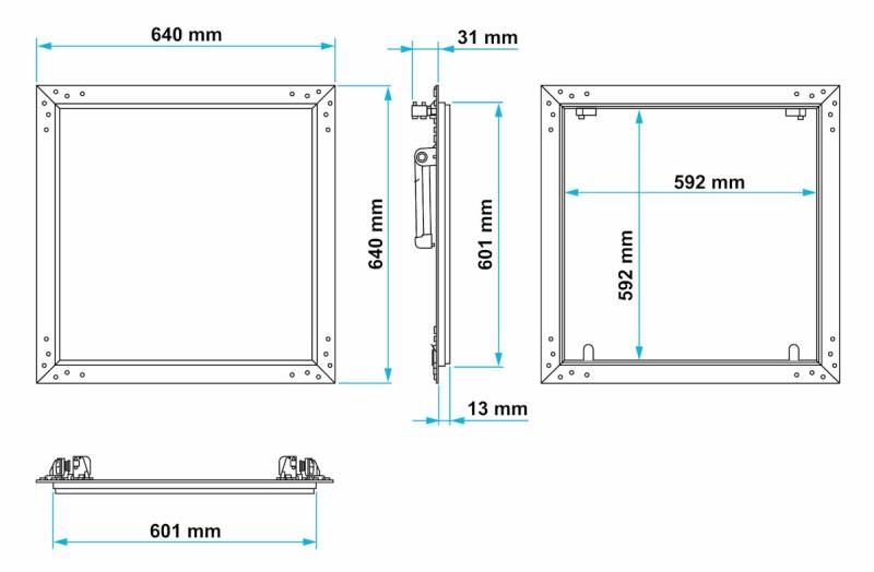 Revisionsklappe spachtelfrei, Schnappverschluss 600x600 mm von Marley