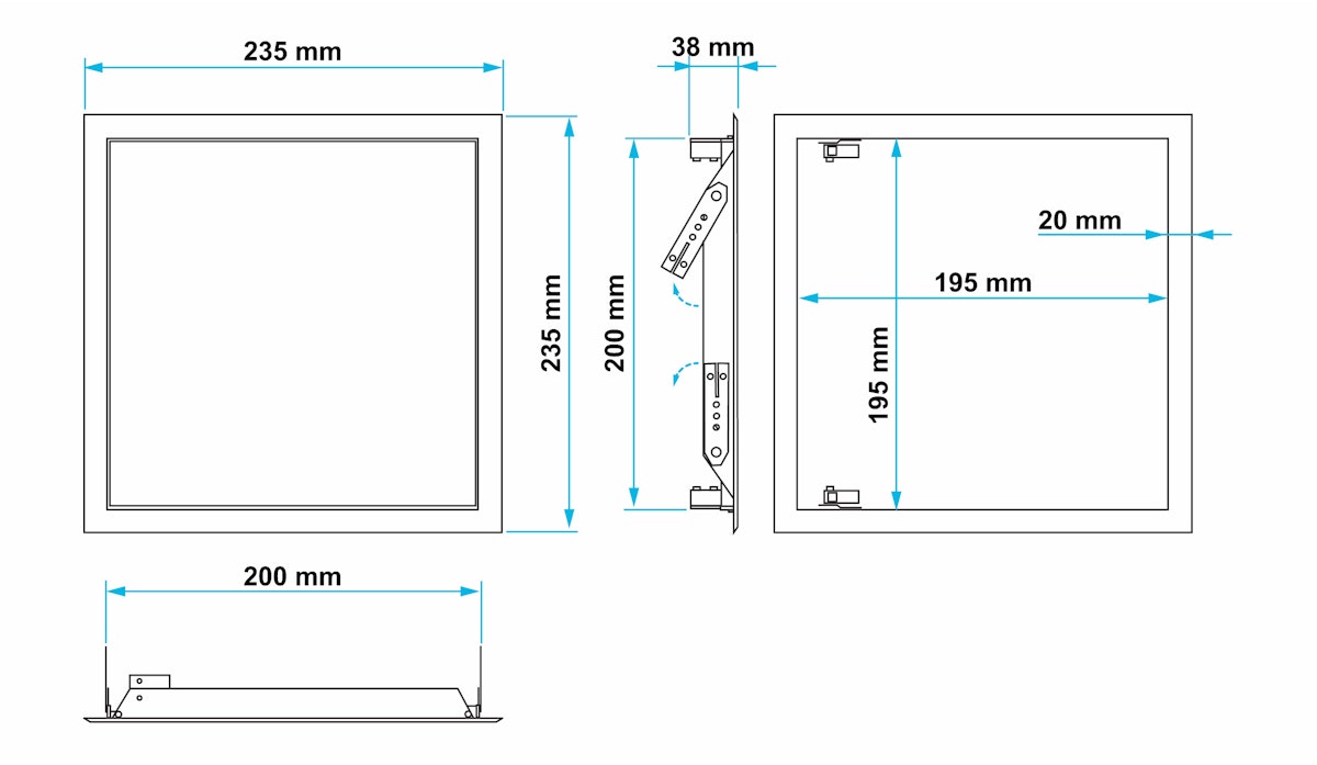 Revisionstür weiß beschichtet, Schnappverschluss 200x200 mm von Marley