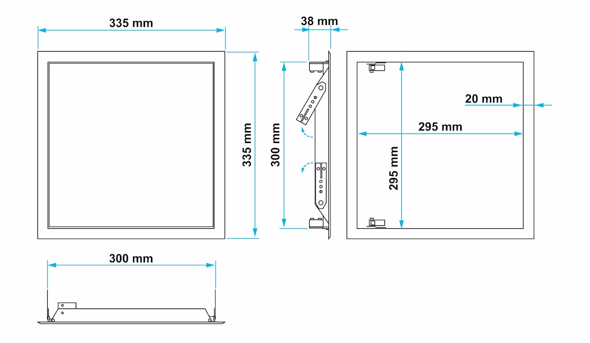 Revisionstür weiß beschichtet, Schnappverschluss 300x300 mm von Marley