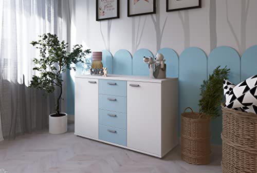 Marlux-Meble Kommode R2 mit 2 Türen und 4 Schubladen 120 cm breit Aufbewahrungskommode Matt Modernes Design Sideboard Schubladenschrank Aufbewahrungsschrank Schrank von Marlux-Meble