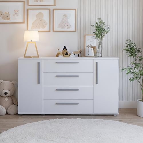Marlux-Meble Kommode R2 mit 2 Türen und 4 Schubladen 160 cm breit Aufbewahrungskommode Matt Modernes Design Sideboard Schubladenschrank Aufbewahrungsschrank Schrank von Marlux-Meble