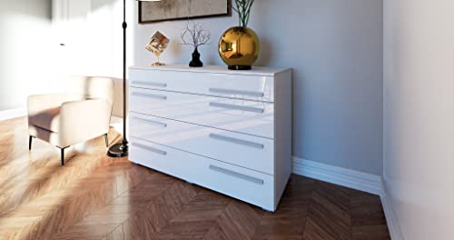 Marlux-Meble Kommode Barcelona mit 4 Schubladen 120 cm breit Aufbewahrungskommode Hochglanz Modernes Design Sideboard Schubladenschrank Aufbewahrungsschrank Schubladenkommode Schrank von Marlux-Meble