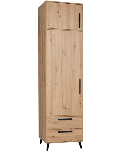 Marmex Arti 3N Garderobenschrank 63,2x239,5x53,6 Regalfächer Hohe Eintüriges Kleiderschrank mit Schubladen regalen für den Flur Geschlossener Standregal von Marmex Meble