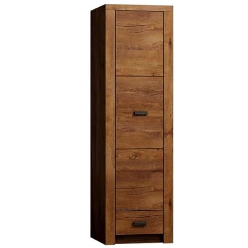 Marmex Indiana I2p - eintüriger Kleiderschrank mit Schublade, Kleiderschrank mit Kleiderstange 56x192x58 cm, schmaler Kleiderschrank für Schlafzimmer + zusätzliche Regale (Esche hell) von Marmex Meble