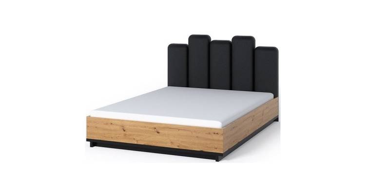 Marmex Möbel Bett INES 05 Doppelbett 160x200 schwarz, mit gepolstertem Kopfteil von Marmex Möbel
