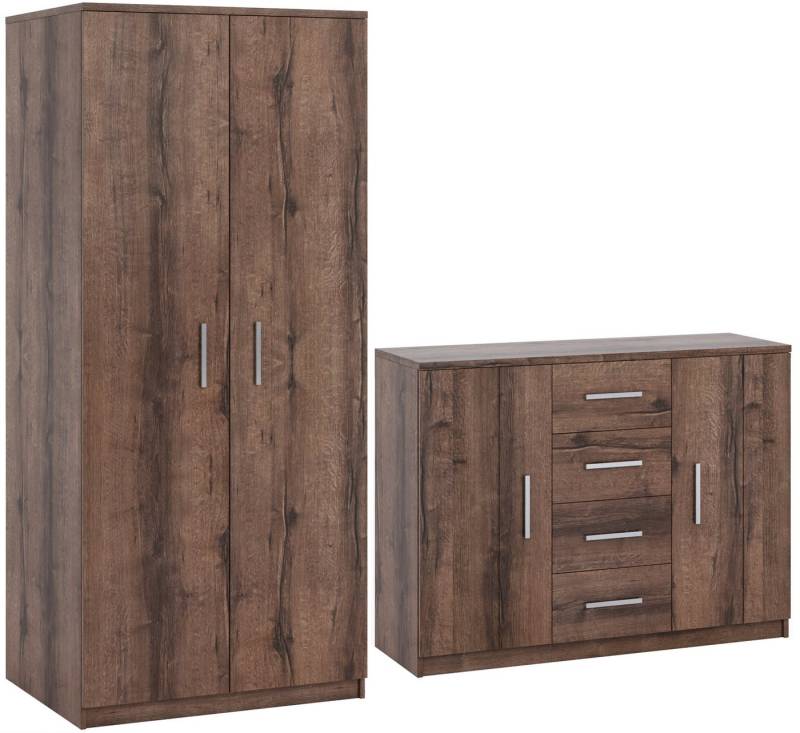 Marmex Möbel Drehtürenschrank BONO SET S Kombikommode Kleiderschrank mit Kleiderstangen (2-St) von Marmex Möbel