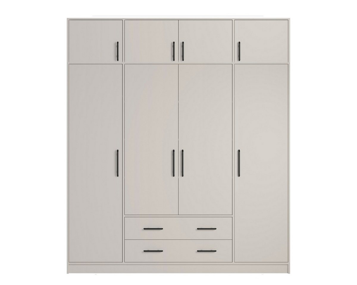 Marmex Möbel Drehtürenschrank SMART 1N/C großer Kleiderschrank Mehrzweckschrank mit Schrankaufsatz (2-St) 2 Schubladen, cashmere, Kleiderstangen, Stauraum von Marmex Möbel