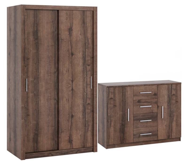 Marmex Möbel Garderoben-Set BONO SET O Schwebetürenschrank zweitürige Schubladenkommode, (2-St) von Marmex Möbel