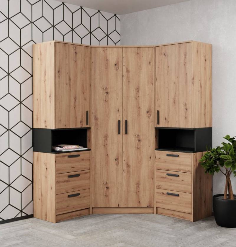 Marmex Möbel Garderoben-Set Grant Set G17, (2 Regale, 1 Eckschrank), Türen mit Soft-Close-System von Marmex Möbel