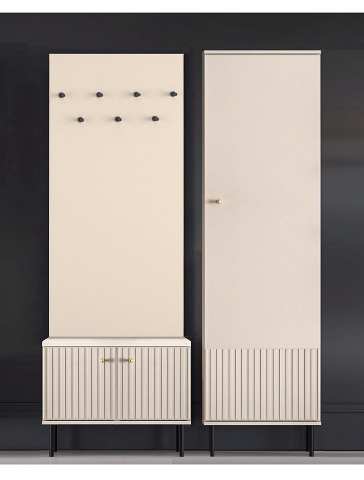 Marmex Möbel Garderoben-Set SOPHIE SET M Schrank Schuschrank Sitzmöglichkeit Paneel, (3-St) von Marmex Möbel