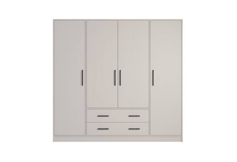 Marmex Möbel Garderobenschrank SMART 1C viertüriger Mehrzweckschrank Stauraumschrank 200 x 190 x 56 Kleiderschrank, 2 Kleiderstangen, 2 Schubladen von Marmex Möbel