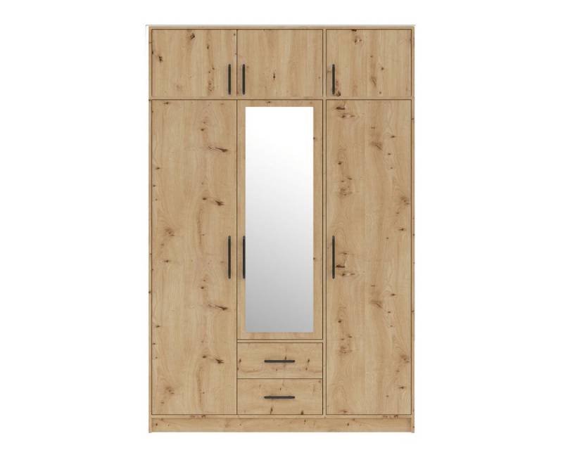 Marmex Möbel Garderobenschrank SMART 2+Spiegel/N Kleiderschrank Spiegelschrank 150 x 230 x 56 (2-St) Drehtürenschrank, Kleiderstange, Spiegel, 2 Schubladen, Schrankaufsatz von Marmex Möbel