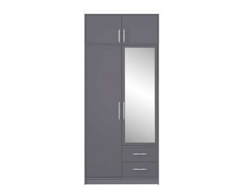 Marmex Möbel Garderobenschrank SMART 3+Spiegel/N Drehtürenschrank Kleiderschrank 100 x 230 x 56 (2-St) Schrankaufsatz, 2 Schubladen von Marmex Möbel