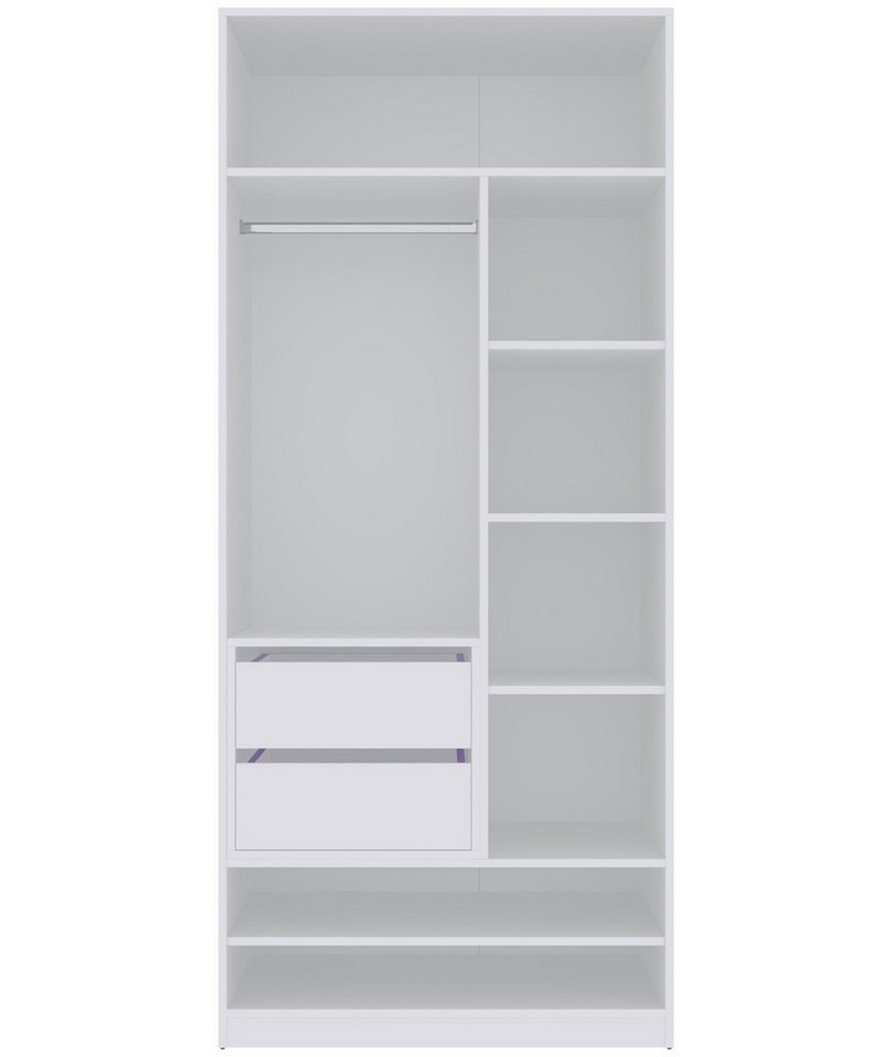 Marmex Möbel Garderobenschrank TRES 13B moderner offener Kleiderschrank mit zwei Schubladen 90x206x51 (2-St) Ankleidezimmer, Kleiderstange von Marmex Möbel