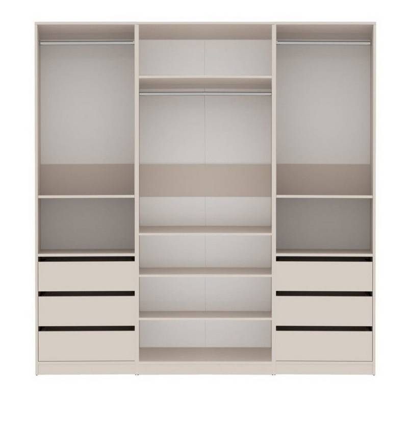 Marmex Möbel Garderobenschrank TRES SET T Kleiderschrank Modulschrank Ankleidezimmer 200 x 206 x 51 (3-St) 6 Schubladen, 3 Kleiderstangen von Marmex Möbel