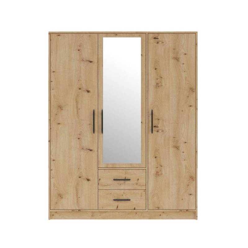 Marmex Möbel Kleiderschrank SMART 2+Spiegel dreitüriger Garderobenschrank für den Flur 150 x190x56 (1-St) Kleiderstange, Spiegel, 2 Schubladen, Wohnzimmer von Marmex Möbel