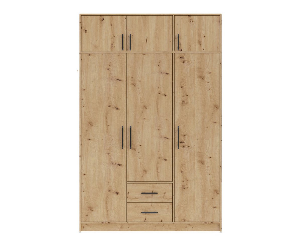 Marmex Möbel Kleiderschrank SMART 2N Garderobenschrank mit Schrankaufsatz 150 x 230 x 56 (2-St) Kleiderstange, 2 Schubladen, Mehrzweckschrank von Marmex Möbel