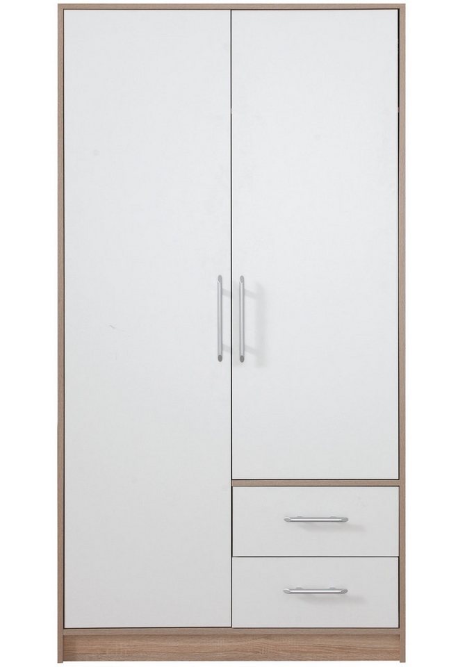 Marmex Möbel Kleiderschrank SMART 3 zweitüriger Garderobenschrank Mehrzweckschrank 100x190x56 Kleiderstange, Schubladen von Marmex Möbel
