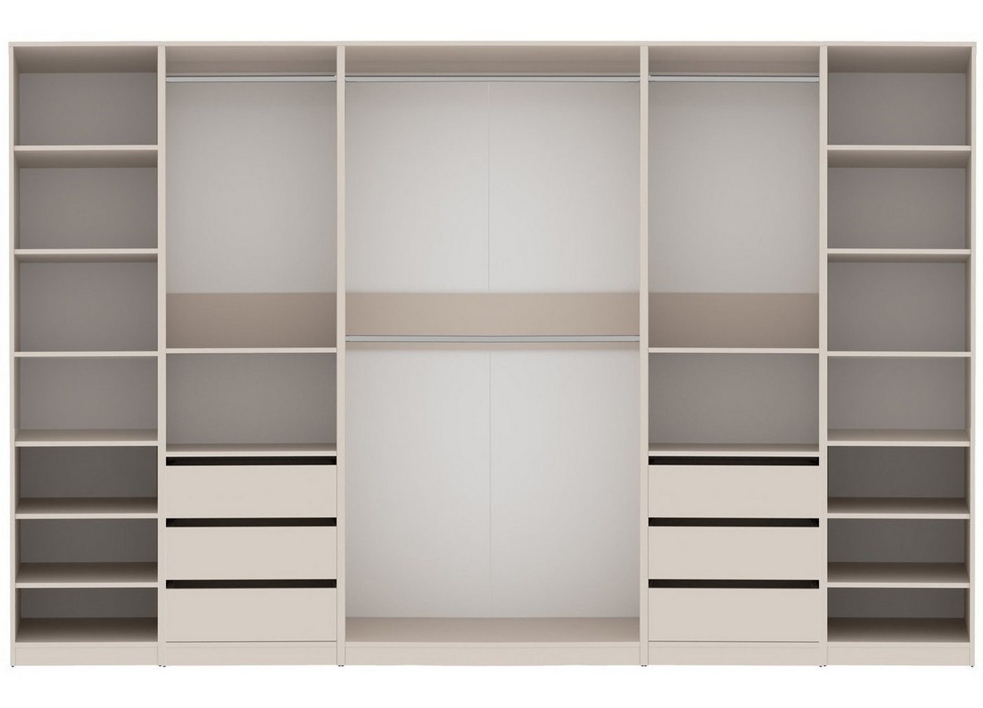 Marmex Möbel Mehrzweckschrank-Set TRES SET U Schrank Set begehbarer Garderobenschrank Ankleidzimmer, (5-St), 4 Kleiderstangen, viel Stauraum 6 Schubladen von Marmex Möbel