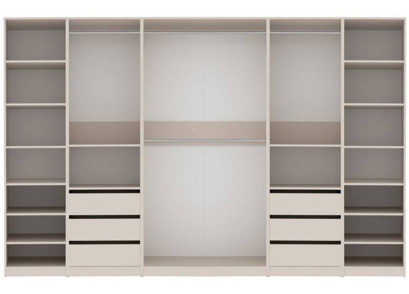 Marmex Möbel Mehrzweckschrank-Set TRES SET U Schrank Set begehbarer Garderobenschrank Ankleidzimmer, (5-St), 4 Kleiderstangen, viel Stauraum 6 Schubladen von Marmex Möbel