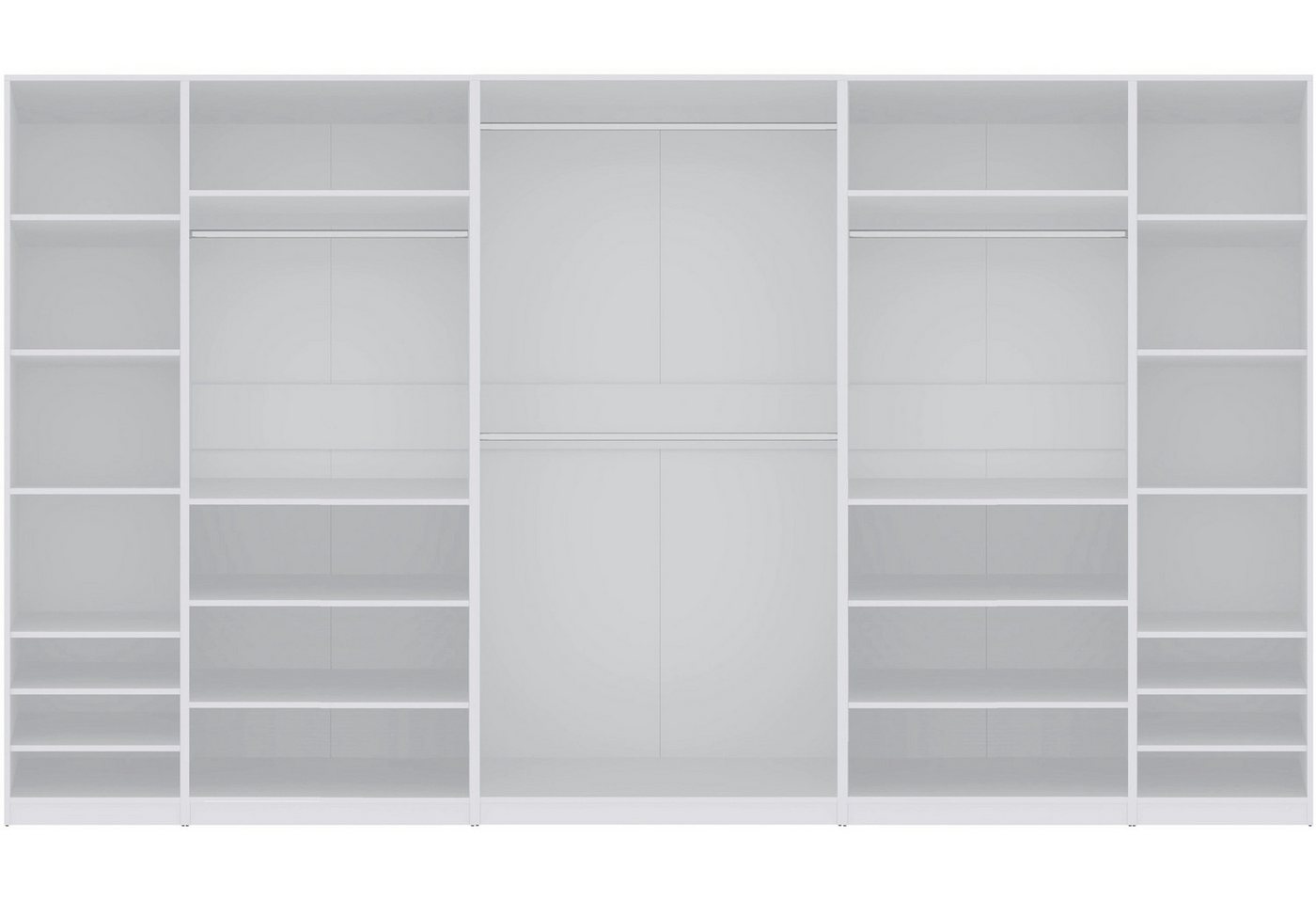 Marmex Möbel Mehrzweckschrank-Set TRES SET X/B großer Kleiderschrank mit 4 Kleiderstangen Eckgarderobe, (5-St), Kleiderstangen, Einlegeböden, Stauraum von Marmex Möbel