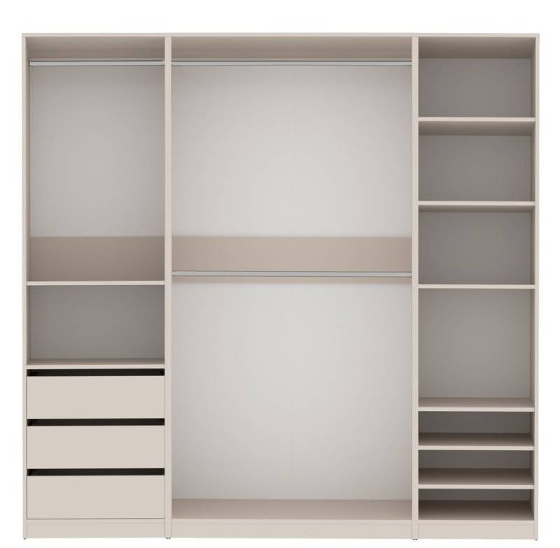 Marmex Möbel Mehrzweckschrank TRES SET J Garderobenschrank begehbare Garderobe Ankleidzimmer (3-St) viel Stauraum, 3 Schubladen, 3 Kleiderstangen von Marmex Möbel