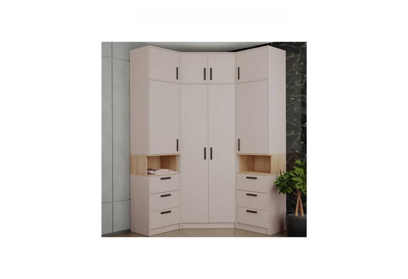 Marmex Möbel Schrank-Set GRANT SET 14 C, (6-St., 2 Regale, Eckschrank, drei Schrankverlängerungen), Türen mit Soft-Close-System von Marmex Möbel
