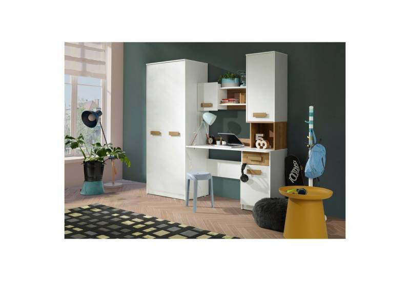 Marmex Möbel Jugendzimmer-Set Grant Mini, (SET, Kleiderschrank, Schreibtisch mit Verlängerung), Scharniere mit Soft-Close von Marmex Möbel