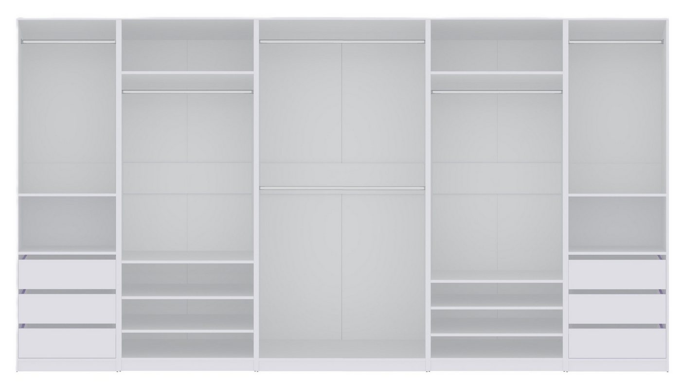 Marmex Möbel Schrank-Set TRES SET S/B offener Kleiderschrank Eckgarderobe Ankleidezimmer, (5-St), 6 Schubladen, 6 Kleiderstangen von Marmex Möbel