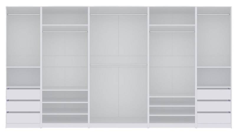 Marmex Möbel Schrank-Set TRES SET S/B offener Kleiderschrank Eckgarderobe Ankleidezimmer, (5-St), 6 Schubladen, 6 Kleiderstangen von Marmex Möbel