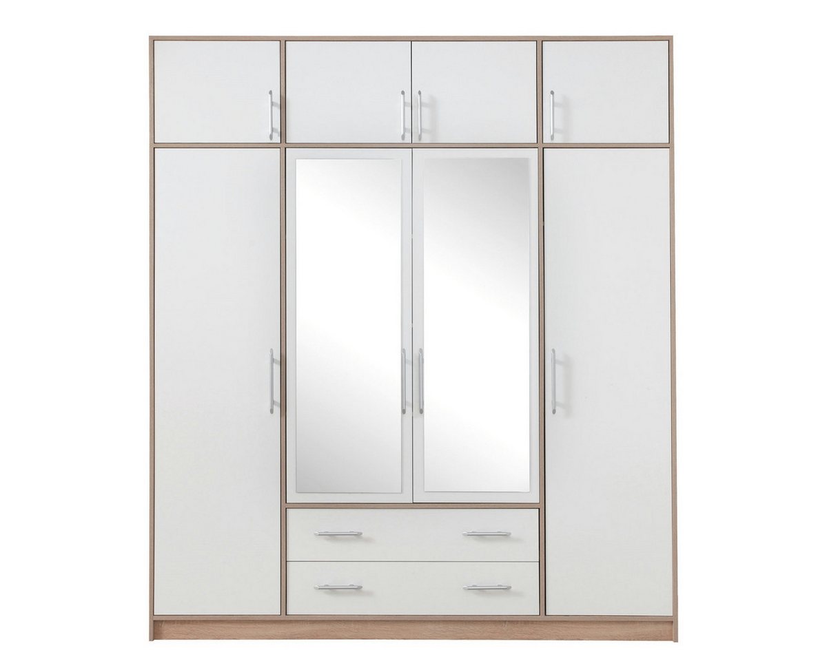 Marmex Möbel Spiegelschrank SMART 1+Spiegel/N Mehrzweckschrank Kleiderschrank 200 x 230 x 56 (2-St) Schrankaufsatz, viel Stauraum, 2 Schubladen von Marmex Möbel