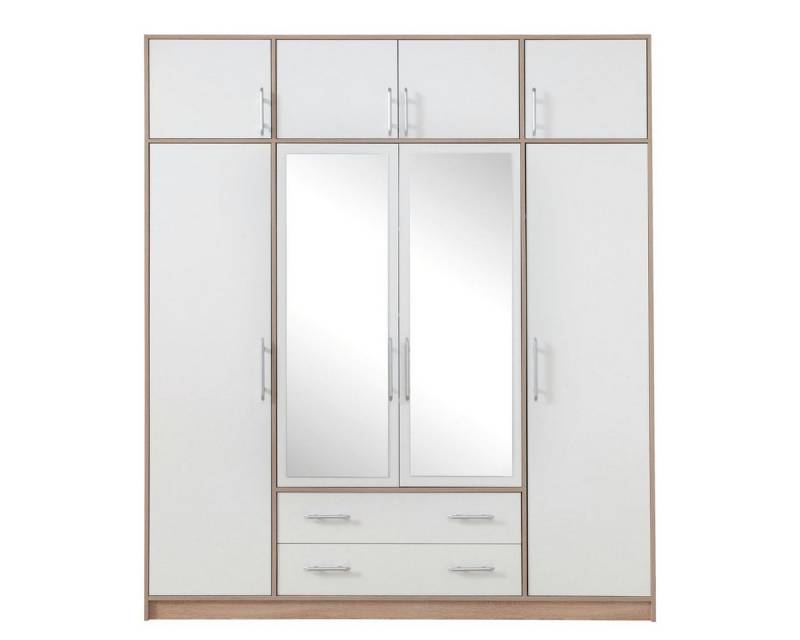 Marmex Möbel Spiegelschrank SMART 1+Spiegel/N Mehrzweckschrank Kleiderschrank 200 x 230 x 56 (2-St) Schrankaufsatz, viel Stauraum, 2 Schubladen von Marmex Möbel