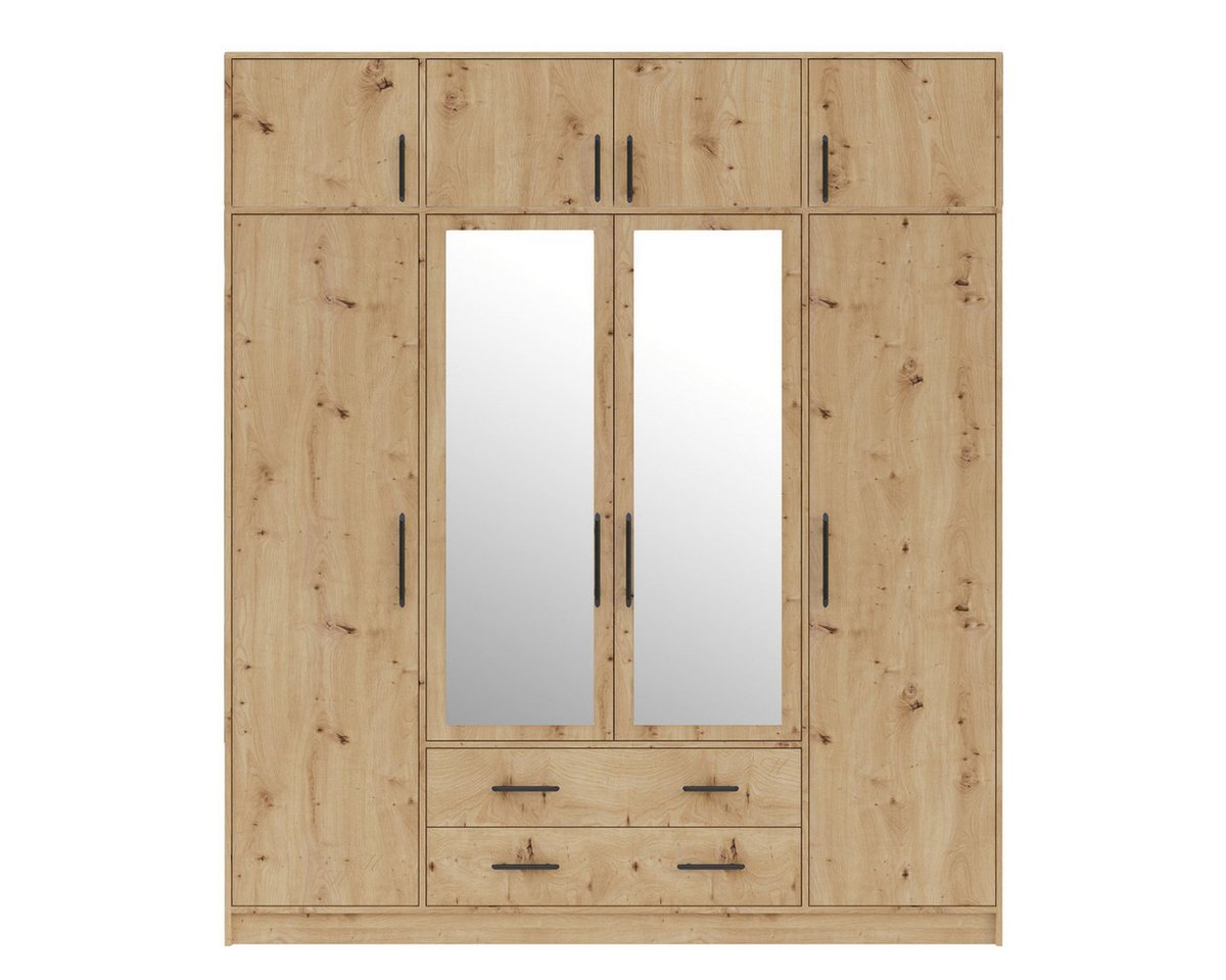 Marmex Möbel Spiegelschrank SMART 1+Spiegel/N Mehrzweckschrank Kleiderschrank 200 x 230 x 56 (2-St) Schrankaufsatz, viel Stauraum, 2 Schubladen von Marmex Möbel