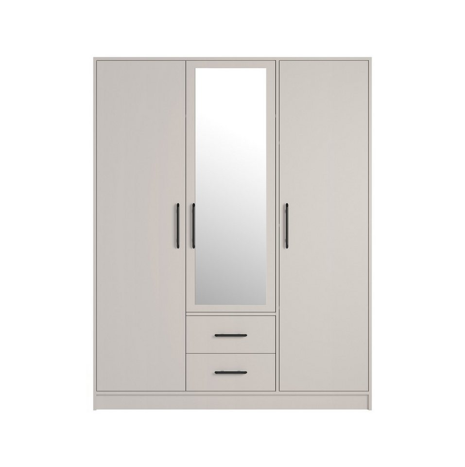 Marmex Möbel Spiegelschrank SMART 2C+Spiegel Garderobenschrank für den Flur 150 x 190 x 56 Kleiderstange, Kleiderschrank, 2 Schubladen, Wohnzimmer von Marmex Möbel
