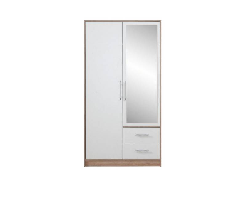 Marmex Möbel Spiegelschrank SMART 3+Spiegel zweitüriger Garderobenschrank 100 x 190 x 56 Kleiderstange, Schubladen, Spiegel, Kleiderschrank von Marmex Möbel