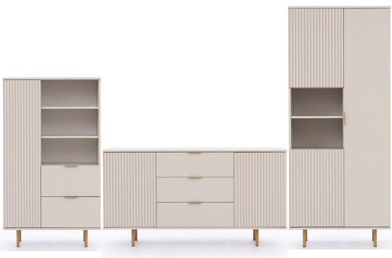 Marmex Möbel Wohnzimmer-Set NUBIA SET 09 Wohnzimmer-Set Regal Kommode Standregal, (3-St) von Marmex Möbel