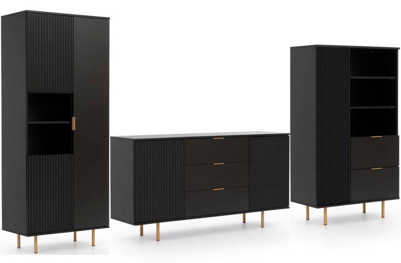 Marmex Möbel Wohnzimmer-Set NUBIA SET 09 Wohnzimmer-Set Regal Kommode Standregal, (3-St) von Marmex Möbel