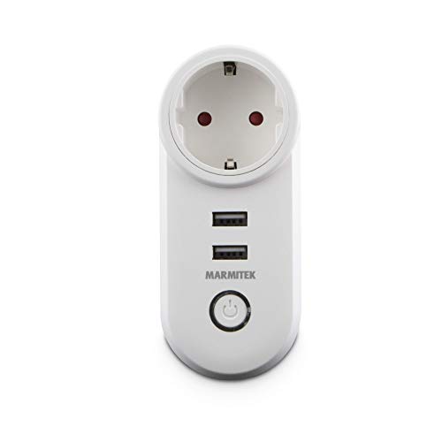 Marmitek Smart me -Power SI -IEC Typ F -Wi-Fi-Netzstecker -15 A -Steckdose -Schuko -Zwischenstecker -2 x USB -ein/aus manuell und automatisch mit app -Kompatibel mit Amazon Alexa und Google Assistant, White von Marmitek