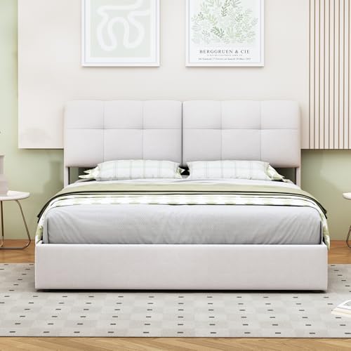 Marooma Samt Polsterbett 160x200 mit Stauraum und LED-Beleuchtung, Doppelbett mit Lattenrost, Modern Schlafzimmer Stauraumbett, Keine Matratze, für Erwachsene & Jugendliche (Weiß, 160x200) von Marooma