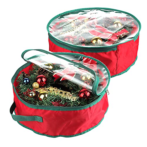 Marooma Weihnachtskranz-Aufbewahrungstasche, 39 cm, Girlande, Kränze mit transparentem Fenster, alltägliche Tasche für Urlaub, Party, Dekoration, Beschriftung von Marooma