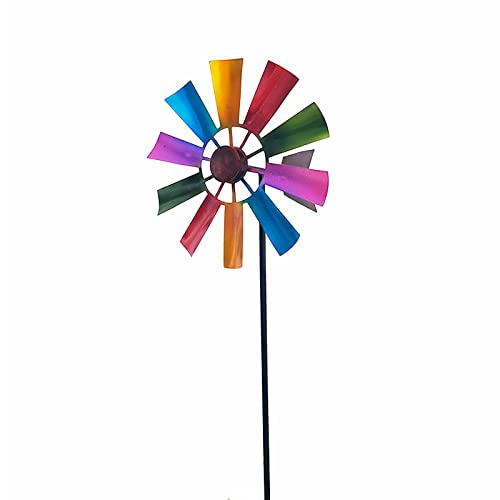 Marooma Windspiel für den Garten, 73 cm, Regenbogen-Metall-Windmühle, Gartendekoration, Windspiel mit Gartenstecker, drehbarer Outdoor-Windskulptur, Hof-Dekoration von Marooma