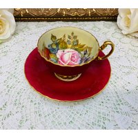 Aynsley Künstler Signierte Teetasse Mit Untertasse Circa 1939+ von MarquisTreasures