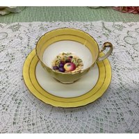 Aynsley Orchard Künstler Signierte Teetasse Und Untertasse Um 1940 + von MarquisTreasures