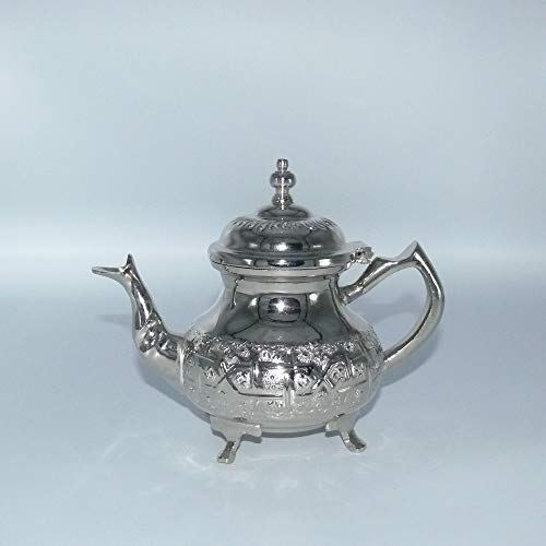 Orientalische Teekanne Marokko Kanne aus versilbertem Messing für Teezubereitung Orient 1001 Nacht 500 ml von Marrakech Accessoires