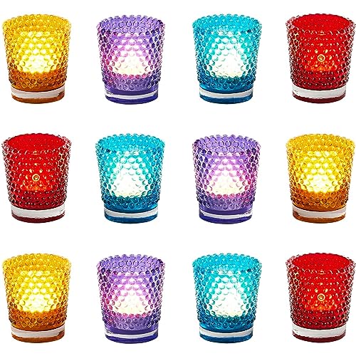 12er Set Orientalisches Glas Windlicht Alian 6,5cm groß Bunt | Orientalische Glas Teelichthalter orientalisch | Marokkanische Windlichter aus Glas als Dekoration | 12 Stück von Marrakesch Orient & Mediterran Interior