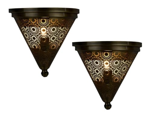 2er Set Marrakesch Orientalische Lampe Wandleuchte aus Metall Wandlampe Leuchte Firas 31cm Gold Antik als Wanddeko von Marrakesch Orient & Mediterran Interior