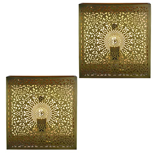2er Set Marrakesch Orientalische Lampe Wandleuchte aus Metall Wandlampe Leuchte Yakin Gold Antik 27cm als Wanddeko (Gold Antik, 2 Stück) von Marrakesch Orient & Mediterran Interior